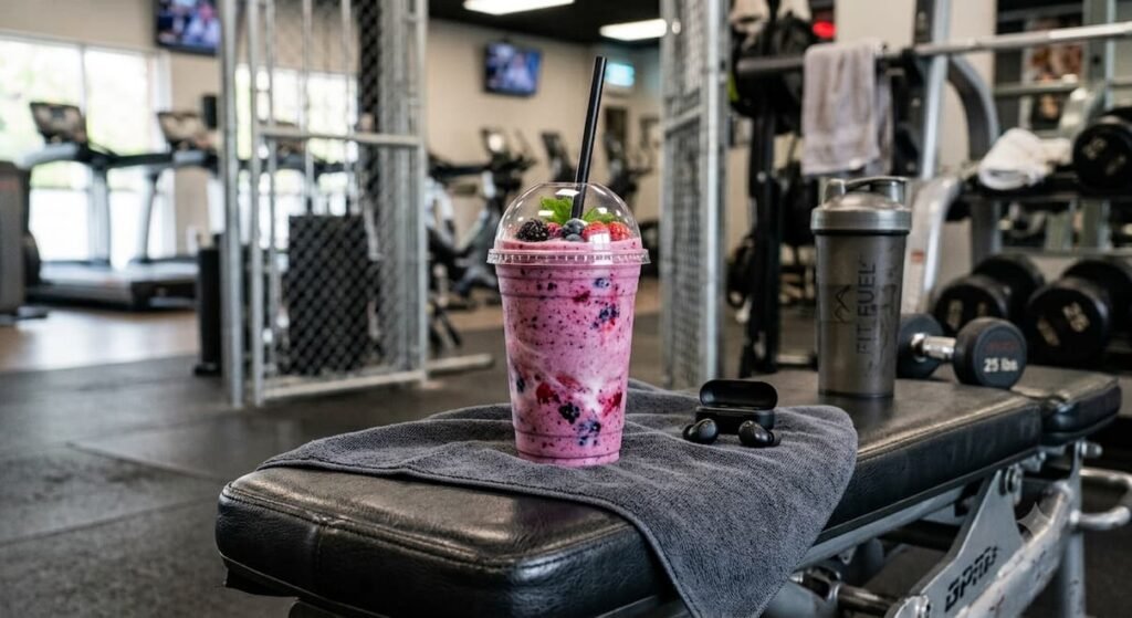 Smoothie made with Greek yogurt, banana, and oats

